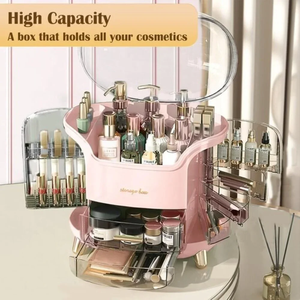 New Makeup & Skincare Organizer Box, Vanity Storage with Lid, Drawers & Cover